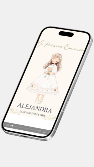 Invitación digital de primera comunión estilo beige elegante