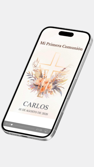 Invitación digital de comunión estilo beige y ternura