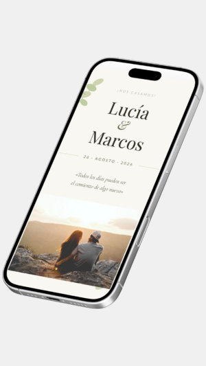 Invitación digital de boda clásica en tonos verde oliva